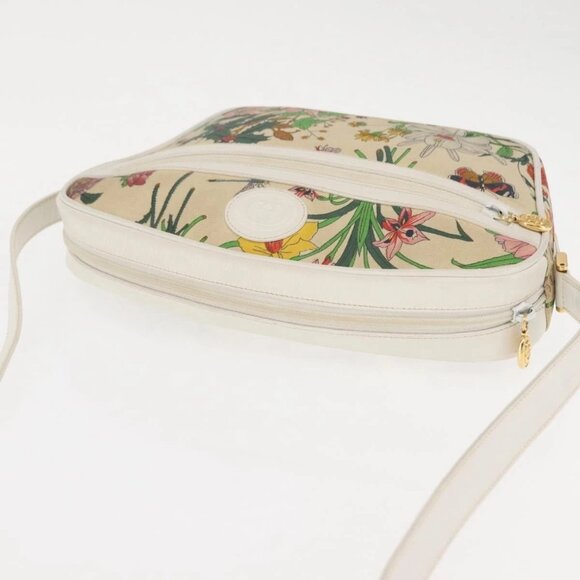 GUCCI Flora Shoulder Bag Canvas Beige Gold 001 - Picture 7 of 16